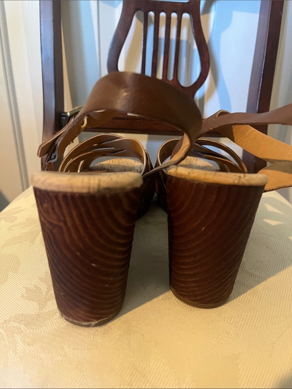 Korks Brown Cork Wedge Sandals Women’s Size 10 Adjustable Ankle Strap - Picture 4 of 7